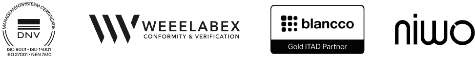 ISO 9001, ISO 14001, ISO 27001, NEN 7510, WEEELABEX, Blancco Goldpartner, NIWO